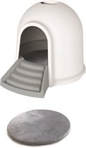 M-PETS Toilethuis Igloo 2in1 - 45,7x59,7x43,2cm - Wit en grijs - Voor katten