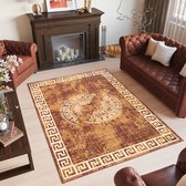 Tapiso Atena Vloerkleed Bruin Beige Mozaïek Modern Woonkamer Tapijt Maat- 80x150