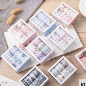 BOTC Washi Tape Set - 10 rollen-2meter-blauw/walvis-ST000105