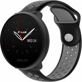 Siliconen Smartwatch bandje - Geschikt voor  Polar Ignite 2 sport band - zwart/grijs - Strap-it Horlogeband / Polsband / Armband
