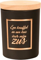 Geurkaars - Black/Rose - Een knuffel en een kus voor mijn zus - giftbox groen - In cadeauverpakking