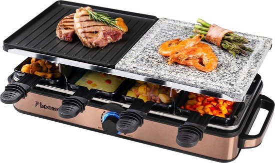 Bestron 2-in-1 raclette party grill, elektrische Gourmetstel voor maximaal  8 personen,... | bol.com