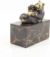 Bronzen Beeld Een Etende Panda 13x7x14 cm