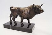 Gietijzeren Sculptuur Stier Op Marmeren Voet 28x18 cm