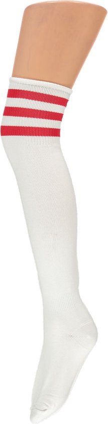 Chaussettes de pom-pom girl - chaussettes de pom-pom girl blanc-rouge taille unique
