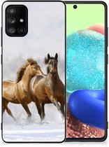 TPU Back Cover Geschikt voor Samsung Galaxy A71 Smartphone Hoesje met Zwarte rand Paarden