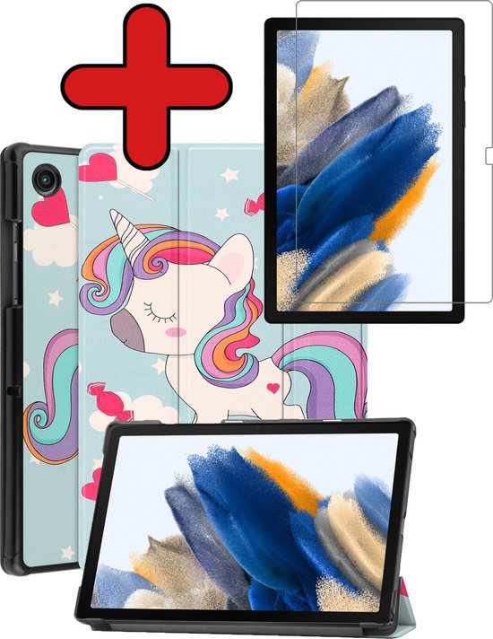 Housse Etui Housse Samsung Galaxy Tab A8 Avec Protecteur D'écran - Housse Etui Samsung Tab A8 - 10,5 Pouces - Licorne