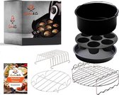 6 Inch Heteluchtfriteuse Accessoires 7-Delig - 16 CM - Bakset Inclusief Receptenboek