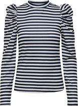 Jacqueline de Yong T-shirt Jdytonsy L/s Puff Sleeve Top Jrs 15217180 Black Iris/stripe Dames Maat - L