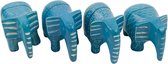 Kaartenhouder olifant kisii steen turq. Set 4 - 6,5x4,5x4,5 cm - 4 stuks - India - Sarana - Fairtrade