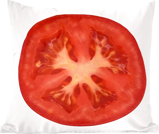 Sierkussen' intérieur Tomate - Moitié d'une tomate sur fond blanc - 50x50  cm - Coussin... | bol.com