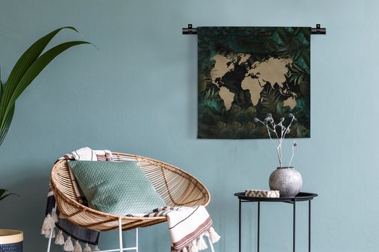 Tapisserie - Tapisserie - Wereldkaart - Marron - Fleurs - 60x60 cm - Tapisserie