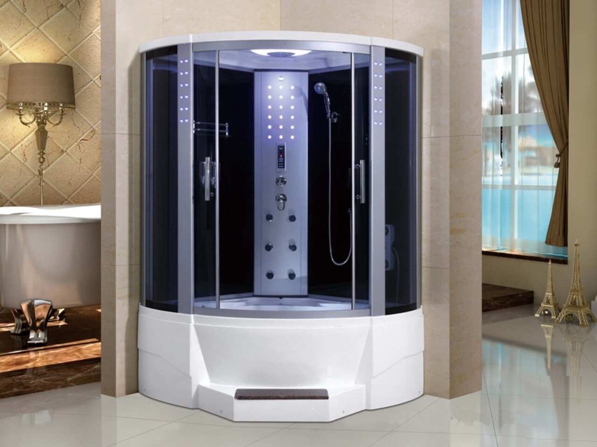Stoomcabine met massagebad - 135x135 cm - Halfrond - Whirlpool massagebad