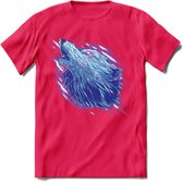 Dieren T-Shirt | wolf retro kleding Kado Heren / Dames | Perfect wildlife Cadeau shirt - Roze - S