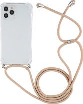 Apple iPhone 12 Hoesje - Mobigear - Lanyard Serie - TPU Hoesje met koord - Transparant / Goud - Hoesje Geschikt Voor Apple iPhone 12
