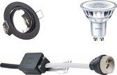 LED Spot Set - GU10 Fitting - Inbouw Rond - Mat Zwart - Kantelbaar Ø83mm - Philips - CorePro 830 36D - 4W - Warm Wit 3000K - Dimbaar - BES LED