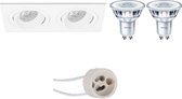 LED Spot Set - Primux Borny Pro - GU10 Fitting - Inbouw Rechthoek Dubbel - Mat Wit - Kantelbaar - 175x92mm - Philips - CorePro 830 36D - 4W - Warm Wit 3000K - Dimbaar
