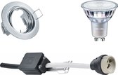 LED Spot Set - GU10 Fitting - Inbouw Rond - Glans Chroom - Kantelbaar Ø83mm - Philips - MASTER 927 36D VLE - 3.7W - Warm Wit 2200K-2700K - DimTone Dimbaar - BSE