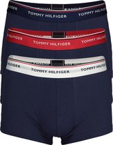 Tommy Hilfiger low rise trunk (3-pack) - lage heren boxers kort - blauw met 3 kleuren tailleband - Maat: S