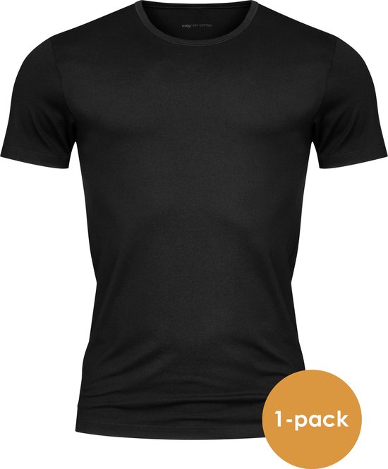 Mey Dry Cotton T-shirt (1-pack) - heren T-shirt O-hals - zwart - Maat: S