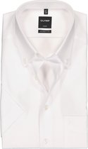 OLYMP Luxor modern fit overhemd - korte mouw - wit met button-down kraag - Strijkvrij - Boordmaat: 43