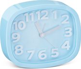 Navaris analoge wekker in lichtblauw - Retro klok op batterij in rechthoekig design - Met grote cijfers en uur-, minuten- en secondewijzer