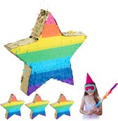 Relaxdays 4 x pinata ster - regenboog - verjaardag - decoratie - piñata - zelf vullen