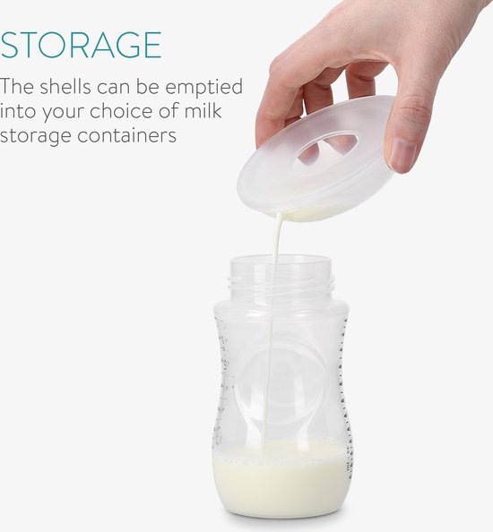 Navaris opvangbekers voor borstmelk x4 - Siliconen en polypropyleen opvangbekers voor borstvoeding - Opvangen en Bewaren van moedermelk - Navaris