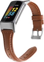 SmartphoneClip® Leer bruin Bandje geschikt voor Fitbit Charge 5