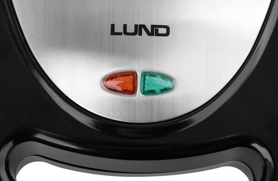 LUND professional 3 in 1 contactgrill wafelijzer en tosti ijzer - Tosti apparaat - Grillplaten - Wafelplaten - Klassiek model - 760W - Zwart / zilver — afbeelding 2
