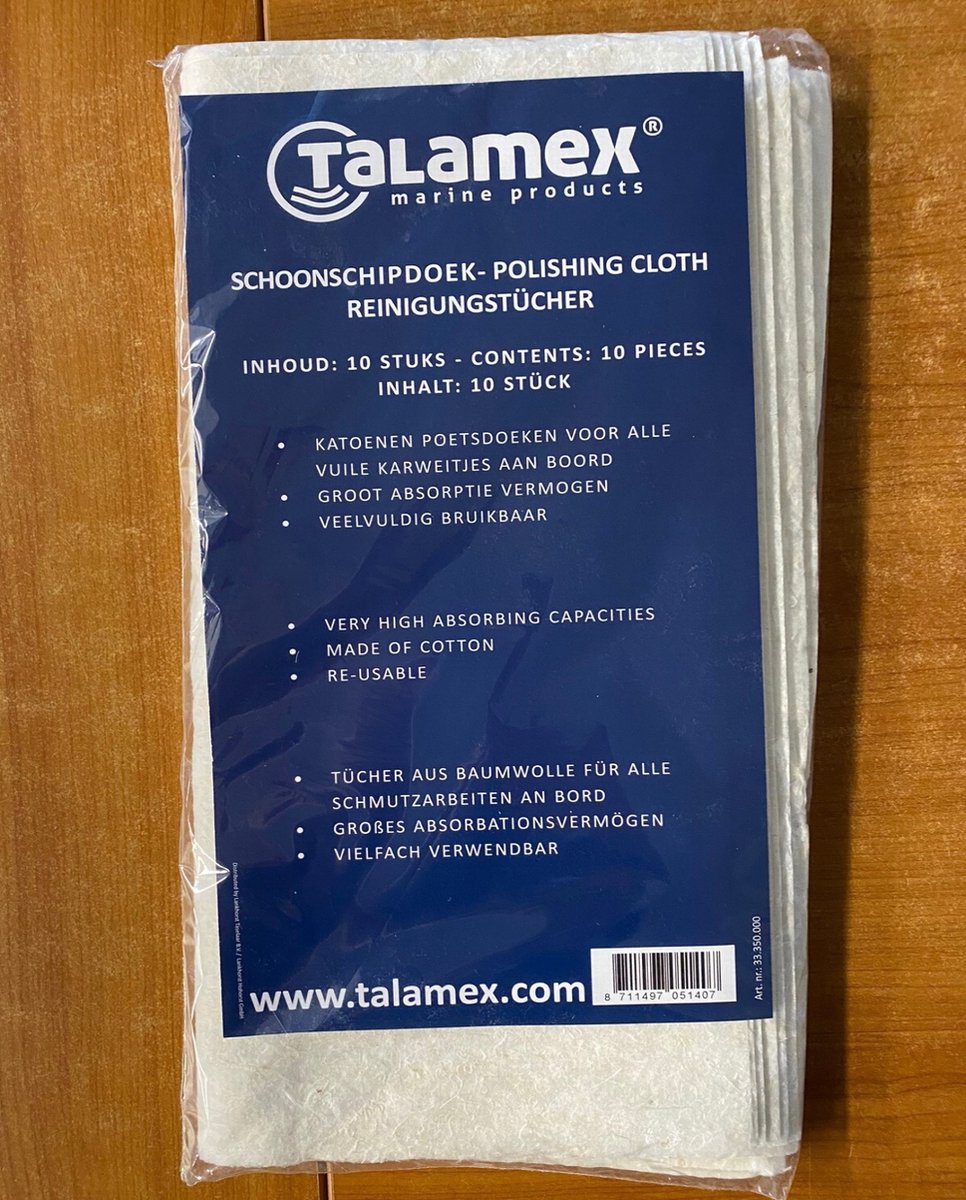 Katoenen poetsdoeken voor boot, auto , motor , camper en caravan van Talamex inhoud 10 stuks