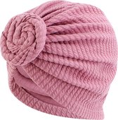 Tulband - Head wrap - Chemo muts – Haarband Damesmutsen - Tulband cap - Hoofddeksel - Knot tulband - Beanie- Hoofddoek - Muts - Roze - Hijab - Slaapmuts - Hoofdwear