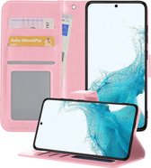 Hoesje Geschikt voor Samsung S22 Plus Hoesje Book Case Hoes Portemonnee Cover Walletcase - Hoes Geschikt voor Samsung Galaxy S22 Plus Hoes Bookcase Hoesje - Lichtroze