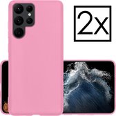 Samsung Galaxy S22 Ultra Hoesje Back Cover Siliconen Case Hoes - Licht Roze - 2x