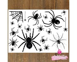 GetGlitterBaby® - Spinnen Tattoo / Halloween Decoratie Versiering / Carnaval Schmink Make Up Smink Make Up Plak Tattoos / Tijdelijke Tattoo / Nep Tatoeage - Spinnen