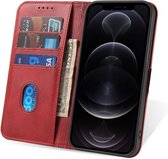 Smartphonica iPhone 12 Pro Max leren hoesje met magnetische sluiting - Rood / Kunstleer / Book Case