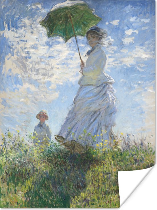 Poster Woman with a parasol - schilderij van Claude Monet - 60x80 cm