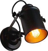 Manzibo Vintage Wandlamp - Hanglamp - Lampenkap - Retro Wandlamp - Landelijke Wandlamp - LED - E27 - Muurlamp - Zwart