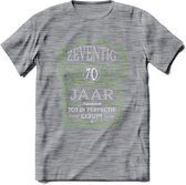 70 Jaar Legendarisch Gerijpt T-Shirt | Groen - Grijs | Grappig Verjaardag en Feest Cadeau Shirt | Dames - Heren - Unisex | Tshirt Kleding Kado | - Donker Grijs - Gemaleerd - XXL