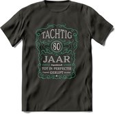 80 Jaar Legendarisch Gerijpt T-Shirt | Aqua - Grijs | Grappig Verjaardag en Feest Cadeau Shirt | Dames - Heren - Unisex | Tshirt Kleding Kado | - Donker Grijs - XXL