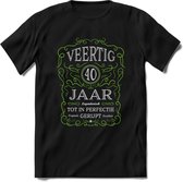 40 Jaar Legendarisch Gerijpt T-Shirt | Groen - Grijs | Grappig Verjaardag en Feest Cadeau Shirt | Dames - Heren - Unisex | Tshirt Kleding Kado | - Zwart - S