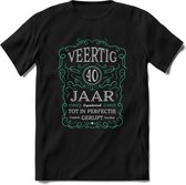40 Jaar Legendarisch Gerijpt T-Shirt | Aqua - Grijs | Grappig Verjaardag en Feest Cadeau Shirt | Dames - Heren - Unisex | Tshirt Kleding Kado | - Zwart - S
