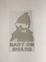 Goededoelen.Shop | Autosticker Baby On Board Zilver | Autosticker | Weerbestendig | Baby On Board Sticker | Waarschuwingssticker | Baby Sticker | Veiligheidssticker