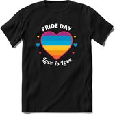 Love Is Love | Pride T-Shirt | Grappig LHBTIQ+ / LGBTQ / Gay / Homo / Lesbi Cadeau Shirt | Dames - Heren - Unisex | Tshirt Kleding Kado | - Zwart - L