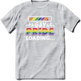 Gay Pride Loading T-Shirt | Grappig LHBTIQ+ / LGBTQ / Gay / Homo / Lesbi Cadeau Shirt | Dames - Heren - Unisex | Tshirt Kleding Kado | - Licht Grijs - Gemaleerd - XXL