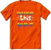 Born This Gay | Pride T-Shirt | Grappig LHBTIQ+ / LGBTQ / Gay / Homo / Lesbi Cadeau Shirt | Dames - Heren - Unisex | Tshirt Kleding Kado | - Oranje - S