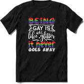 Gay Glitter | Pride T-Shirt | Grappig LHBTIQ+ / LGBTQ / Gay / Homo / Lesbi Cadeau Shirt | Dames - Heren - Unisex | Tshirt Kleding Kado | - Zwart - S