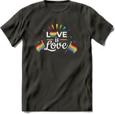 Love Is Love | Pride T-Shirt | Grappig LHBTIQ+ / LGBTQ / Gay / Homo / Lesbi Cadeau Shirt | Dames - Heren - Unisex | Tshirt Kleding Kado | - Donker Grijs - M