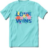 Love Wins | Pride T-Shirt | Grappig LHBTIQ+ / LGBTQ / Gay / Homo / Lesbi Cadeau Shirt | Dames - Heren - Unisex | Tshirt Kleding Kado | - Licht Blauw - XL