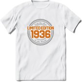 1936 Limited Edition Ring T-Shirt | Zilver - Goud | Grappig Verjaardag en Feest Cadeau Shirt | Dames - Heren - Unisex | Tshirt Kleding Kado | - Wit - 3XL